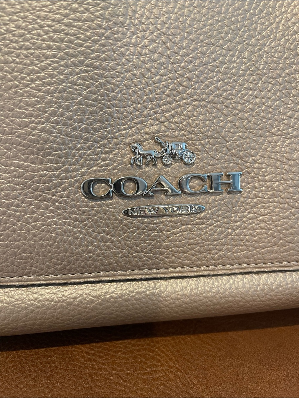 Coach Pebble Leather Satchel in Taupe with Snake-Print Handles - Picture 2 of 6